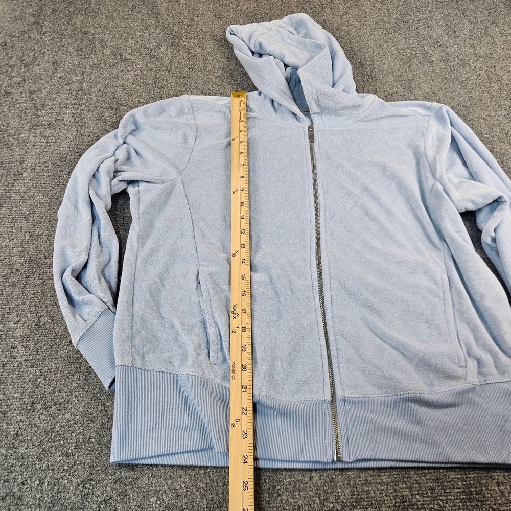 Martha Stewart Signature Light Blue Terry Cloth Full Zip Hoodie Sweater Womens M - Picture 3 of 8